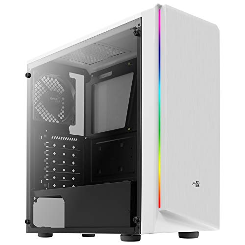 Aerocool Rift, caja PC ATX blanca, RGB 13 modos, panel lateral, ventilador 12cm, blanco