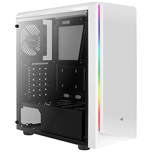 Aerocool Rift, caja PC ATX blanca, RGB 13 modos, panel lateral, ventilador 12cm, blanco