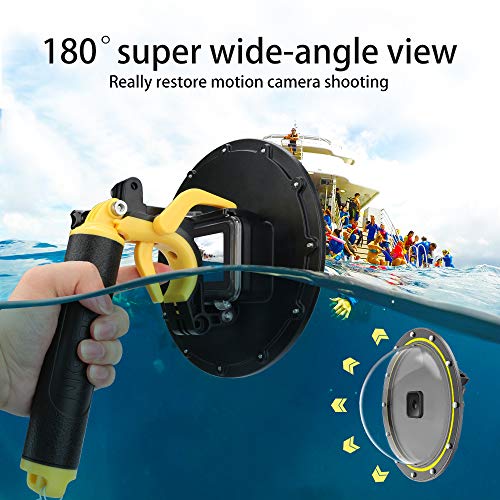 AFAITH Puerto de Domo para GoPro Hero 8, Alojamiento Impermeable Buceo Cubierta de Lentes para GoPro Hero 8, Burbuja Agarre Flotante Subacuática Carcasa Accesorios,Dome Port para gopro Hero 8 Black