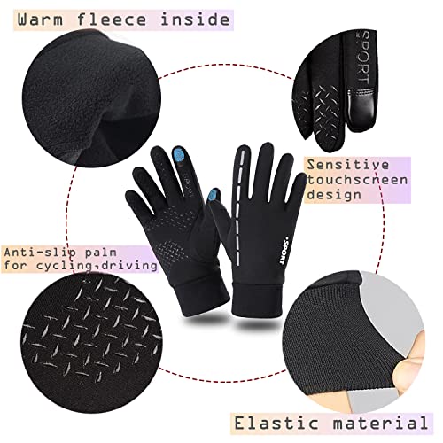 AFIT Guantes de Otoño Invierno a Prueba de Viento Impermeable Antideslizantes Ciclismo Bicicleta Correr Aire Libre Guantes Pantalla Táctil Guantes para Hombres y Mujeres (Negro, M)