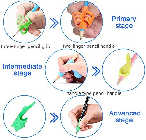 Agarres para Lápices, 9 Pieces Nuevos Ergonómica Agarre Para Escritura Herramienta de Corrección de Postura