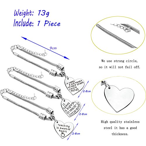 AGR8T Regalos de Agradecimiento a Profesores, 3 Pulseras de Acero Inoxidable para graduación, Regalos para Profesor, excelente joyería