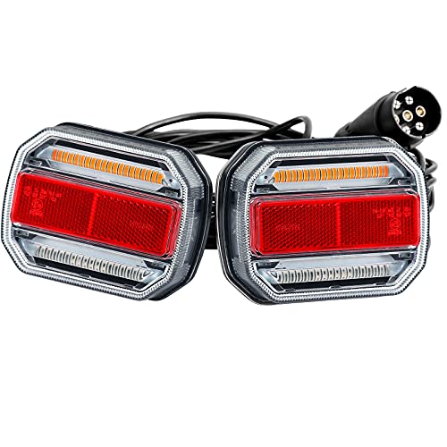 AGRISHOP Kit Magnético Luces Traseras para Remolque LED 10-30v, led Piloto Trasero ,Luces Trasera Coche led Magnético Con Cable de7,5 my Enchufes de 7Pines Impermeable Para Camion Tractor Homologadas 