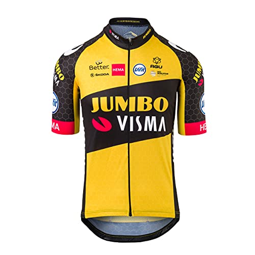 AGU Replica Team Jumbo Visma 2021 Hombre, Maillot Ciclismo Hombre Verano, Ropa de Ciclismo Oficial del Equipo de Ciclismo Profesional Jumbo Visma - Amarillo - XXXL