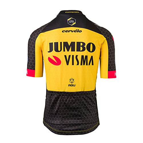 AGU Replica Team Jumbo Visma 2021 Hombre, Maillot Ciclismo Hombre Verano, Ropa de Ciclismo Oficial del Equipo de Ciclismo Profesional Jumbo Visma - Amarillo - XXXL