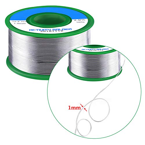 Aiglam Estaño de Soldadura Sin Plomo, 1mm Alambre de Soldar con Núcleo de Colofonia, Sn97.3% 2% Cu0.7% para Soldadura Eléctrica, 100g