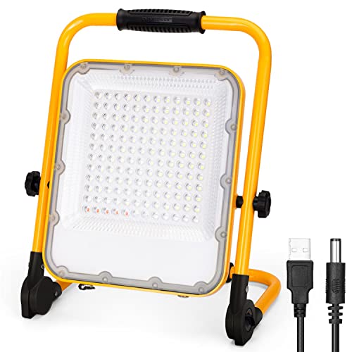 Aigostar Foco LED Bateria 100W,Foco LED Recargable Portátil,Luz de Trabajo,Impermeable IP65,Función SOS,Uso para Interior y exterior:Garaje,Camping, reparación de coches,obra,emergencias