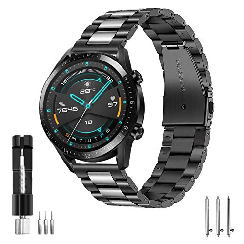 Aimtel Correa compatible con Huawei Watch GT 2 Correa de 46 mm/GT 2 Pro/GT 2e/GT Active/Classic/Sport, correa de repuesto de acero inoxidable de 22 mm para Huawei Watch GT/GT2 46 mm/GT 2e/GT 2 Pro