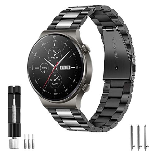 Aimtel Correa compatible con Huawei Watch GT 2 Correa de 46 mm/GT 2 Pro/GT 2e/GT Active/Classic/Sport, correa de repuesto de acero inoxidable de 22 mm para Huawei Watch GT/GT2 46 mm/GT 2e/GT 2 Pro