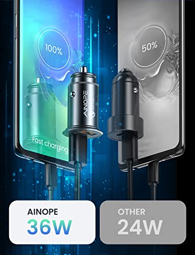 AINOPE Cargador Coche Usb, [Puerto Dual QC3.0] 36W / 6A [Todo Metal] Cargador Movil Coche Mini Cargador Coche Rapido Compatible con iphone 12/12 pro/11/11 pro/XR/X/XS, Note 9/Galaxy S10/S9/S8,iPad Air