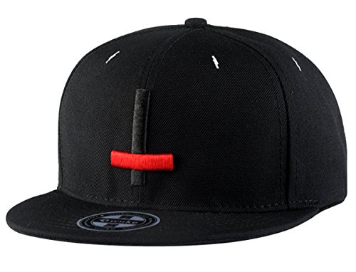 Aivtalk - Negra Gorra de Béisbol Unisex Sombrero Plano con Bordado de Cruz Accesorios para Hombre Mujer Parejas Hip Hop Snapback