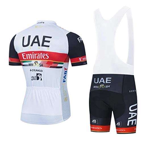 AJL Camiseta de Ciclismo para Hombre de Manga Corta Emiratos Árabes Unidos, Maillot de Ciclismo al Aire Libre Verano,Pro Road Bike Race Club, Conjunto Combinado Ciclo compresión Secado rápido