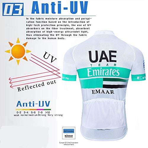 AJL Maillot de Ciclismo de Verano de Manga Corta para Hombre UAE Team Amarillo,Pro Road Mountain Bike Racing Club Maillot de Ciclismo al Aire Libre,Conjunto de Ciclo compresión Secado rápido