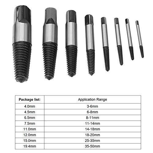 Akozon Extractor de Tornillos Extractor Tornillos 8 unidades 3-50mm Remover Dañados Tornillo Perno Eliminar Herramienta RT-Q18