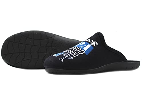 ALCALDE - 10721 Negro - Zapatilla de IR por casa, Pantufla Destalonada, Chinela el Mejor Papa del Mundo, para: Hombre Color: Negro Talla:43