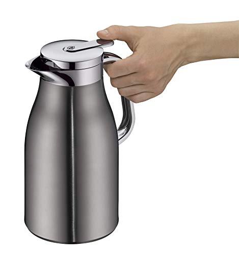 ALFI Skyline Termo, Cuerpo de Acero Inoxidable Mango de plástico Inserto de Cristal, Gris (Cool Grey), 1,5 litros