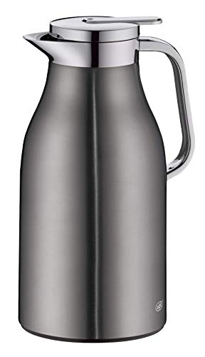 ALFI Skyline Termo, Cuerpo de Acero Inoxidable Mango de plástico Inserto de Cristal, Gris (Cool Grey), 1,5 litros