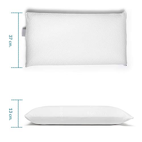 Almohada Viscoelástica Lavander con Doble Funda,150cm, Transpirable, Antiácaros, Termoregulable, Firmeza Media, Ergonómica, Perfecta Adaptabilidad a Cuello y Cabeza, Tejido Strech. Fabricada en España