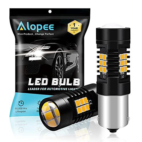 ALOPEE Paquete 2-1056 BAU15S 7507 12496 5009 PY21W RY10W Luz LED ámbar/Amarilla 10-30V-DC Bombillo Sustitución 2835 21 SMD Bombillas de repuesto para luz intermitente Luces d