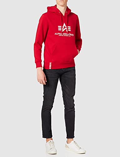 ALPHA INDUSTRIES Basic Sudadera con Capucha, Hombre, Rojo (Red), 43.73