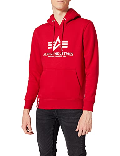 ALPHA INDUSTRIES Basic Sudadera con Capucha, Hombre, Rojo (Red), 43.73