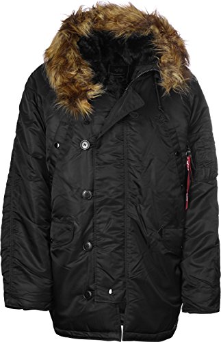 ALPHA INDUSTRIES N3B Parka, Negro (Black), L para Hombre