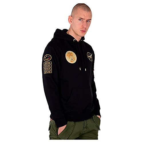 ALPHA INDUSTRIES NASA Voyager Hoody Sudadera, Negro, M para Hombre