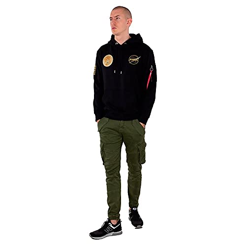 ALPHA INDUSTRIES NASA Voyager Hoody Sudadera, Negro, M para Hombre