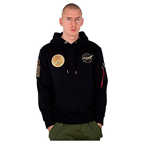 ALPHA INDUSTRIES NASA Voyager Hoody Sudadera, Negro, M para Hombre