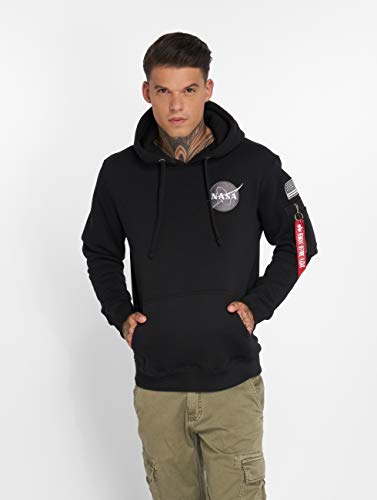 ALPHA INDUSTRIES Space Shuttle Hoody Sudadera, Black, L para Hombre