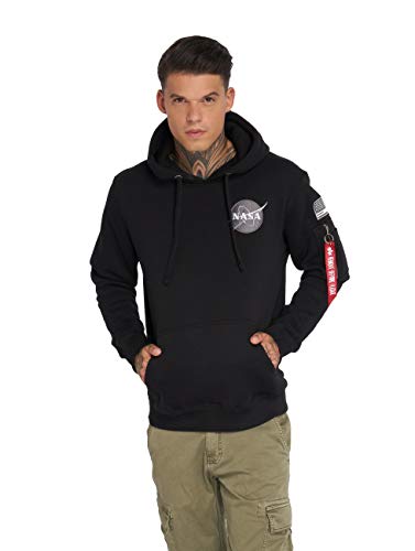 ALPHA INDUSTRIES Space Shuttle Hoody Sudadera, Black, L para Hombre