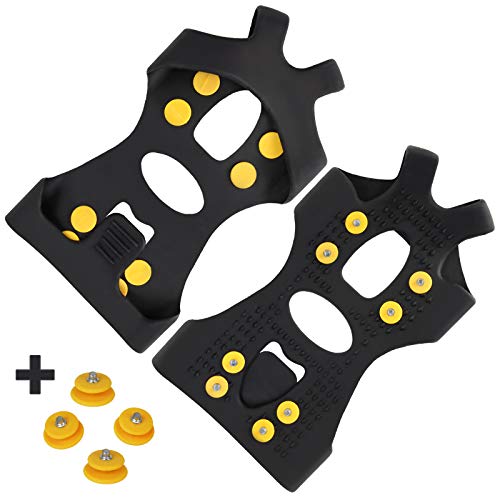 ALPIDEX Crampones Antideslizantes Racos de Hielo 8 Tacos Nieve Crampones Senderismo Tallas 35-47, Tamaño:M