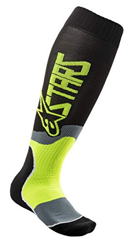 Alpinestars Boys 4741920-155-YOUTH Mx Plus-2 Calcetines Negro/Amarillo Fluo Juventud, Multicolor, Talla Única