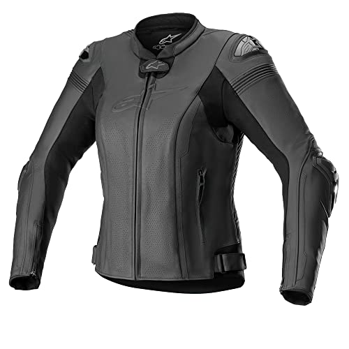 Alpinestars Chaqueta de moto Stella Missile V2 para mujer, de piel, color negro, 44 L