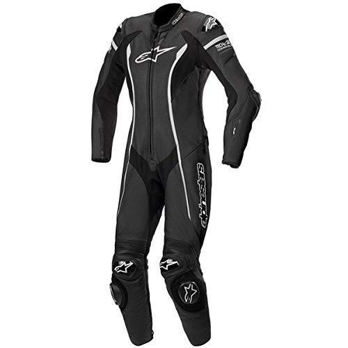 Alpinestars Stella Missile - Traje de moto de piel para mujer, compatible con Tech Air, color negro y blanco, 46