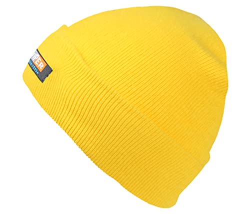 Alsino Gorro de punto con calavera, talla única, gorro elástico para invierno, otoño y primavera, en muchos colores, unisex, amarillo fluorescente, Talla única