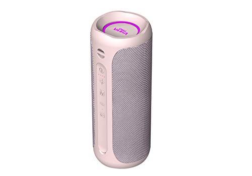 Altavoz Goody 2 de Vieta Pro, con Bluetooth 5.0, True Wireless, Micrófono, Radio FM, 12 Horas de batería, Resistencia al Agua IPX7, Entrada Auxiliar y botón Directo al Asistente Virtual; Color Rosa.