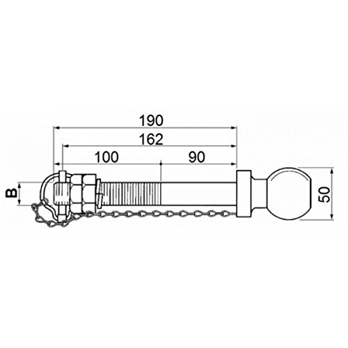 Ama - Perno de bola para remolques de 25 mm de diámetro