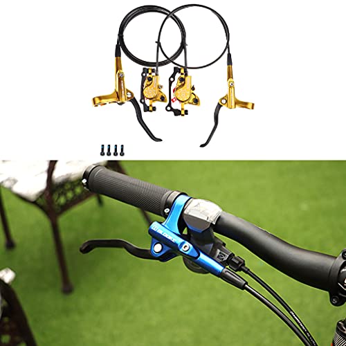 Amagogo Juego de palancas de Freno de Disco hidráulico para Bicicleta MTB, Pinzas de Freno de Disco de Aceite para Bicicleta, palancas Delanteras de 800 mm, Dorado L Delantero R Trasero