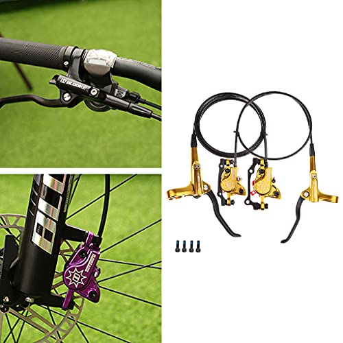 Amagogo Juego de palancas de Freno de Disco hidráulico para Bicicleta MTB, Pinzas de Freno de Disco de Aceite para Bicicleta, palancas Delanteras de 800 mm, Dorado L Delantero R Trasero