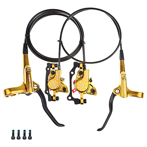 Amagogo Juego de palancas de Freno de Disco hidráulico para Bicicleta MTB, Pinzas de Freno de Disco de Aceite para Bicicleta, palancas Delanteras de 800 mm, Dorado L Delantero R Trasero