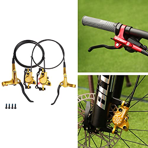 Amagogo Juego de palancas de Freno de Disco hidráulico para Bicicleta MTB, Pinzas de Freno de Disco de Aceite para Bicicleta, palancas Delanteras de 800 mm, Dorado L Delantero R Trasero