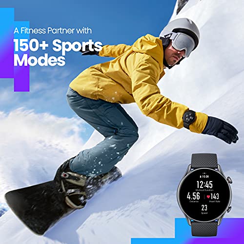 Amazfit GTR 3 Pro Smartwatch Deportivo Pantalla AMOLED de 1.45"Frecuencia Cardíaca Sueño Estrés Monitorización de SpO2 150+ Modos Deportivos GPS Llamadas Bluetooth Control de Música Alexa Negro