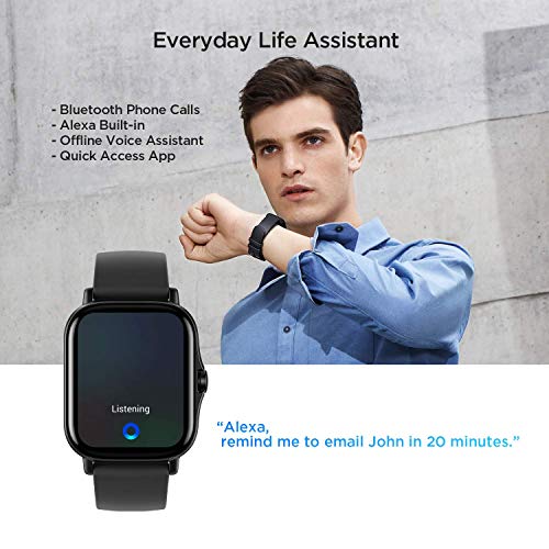 Amazfit GTS 2 Smartwatch - Reloj de pulsera Inteligente con llamada bluetooth, 90 modos deportivos, Monitor de saturación de oxígeno, Sangre y de Frecuencia Cardíaca, 3 GB, Negro