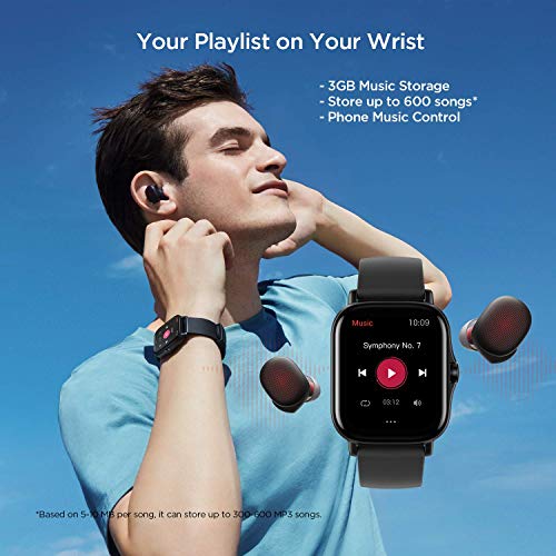 Amazfit GTS 2 Smartwatch - Reloj de pulsera Inteligente con llamada bluetooth, 90 modos deportivos, Monitor de saturación de oxígeno, Sangre y de Frecuencia Cardíaca, 3 GB, Negro