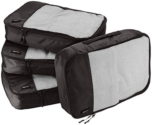 Amazon Basics - Bolsas de equipaje medianas (4 unidades), Negro