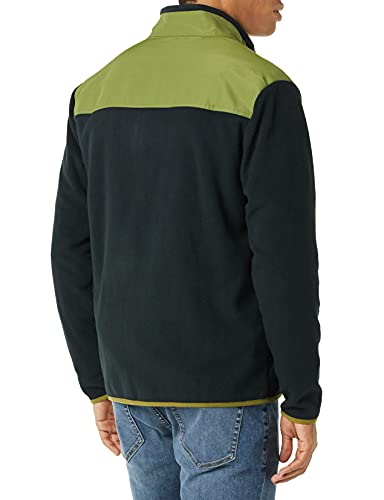 Amazon Essentials Full-Zip Polar Fleece Jacket Chaqueta de Forro, Negro/Verde Oliva, Bloque De Color, L