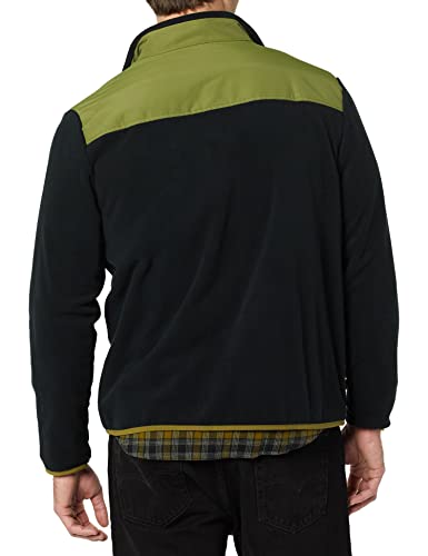 Amazon Essentials Full-Zip Polar Fleece Jacket Chaqueta de Forro, Negro/Verde Oliva, Bloque De Color, L