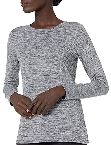 Amazon Essentials Tech Stretch Long-Sleeve T-Shirt athletic-shirts, Negro Heather, US S (EU S - M)