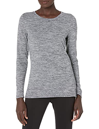 Amazon Essentials Tech Stretch Long-Sleeve T-Shirt athletic-shirts, Negro Heather, US S (EU S - M)